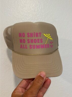 NEW Aloha Summer Club tan trucker hat - no shirt, no shoes, all summer.